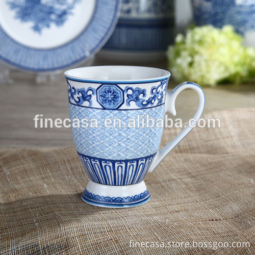 10OZ Elegant Blue and White Ceramic Mug of Blue in China
